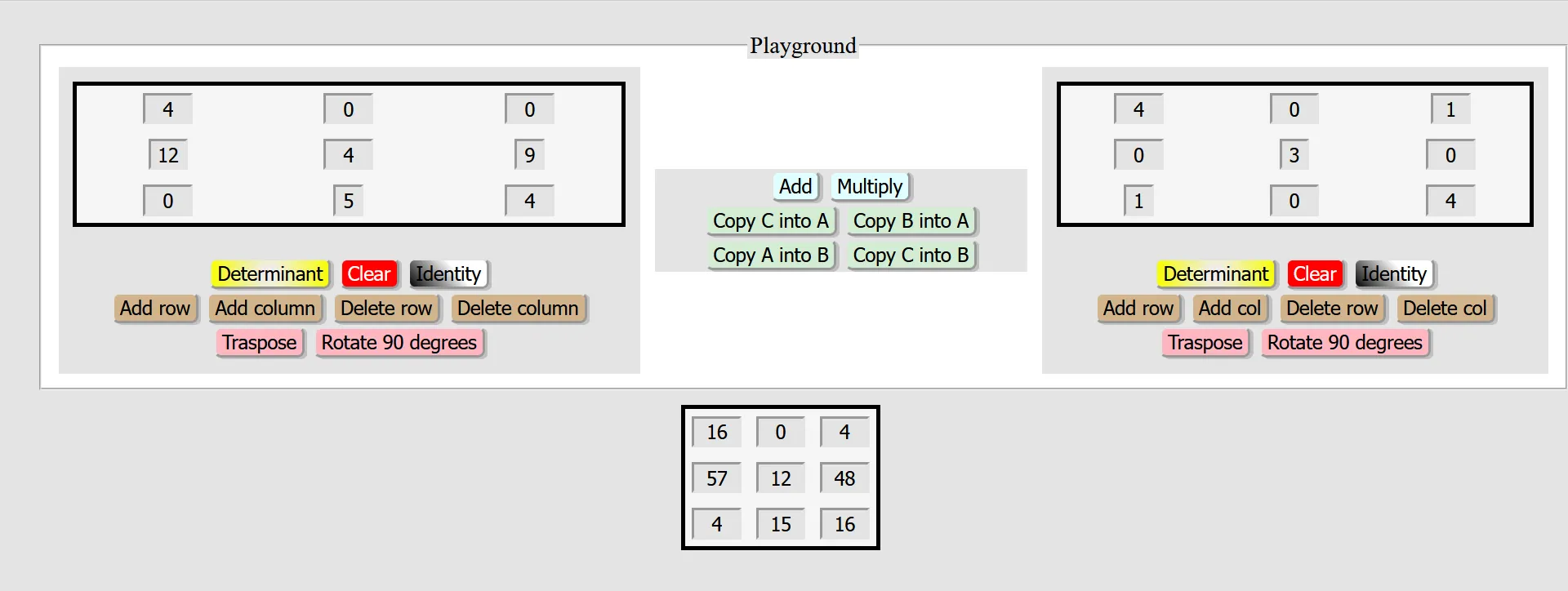 Matrix Calculator screenshot