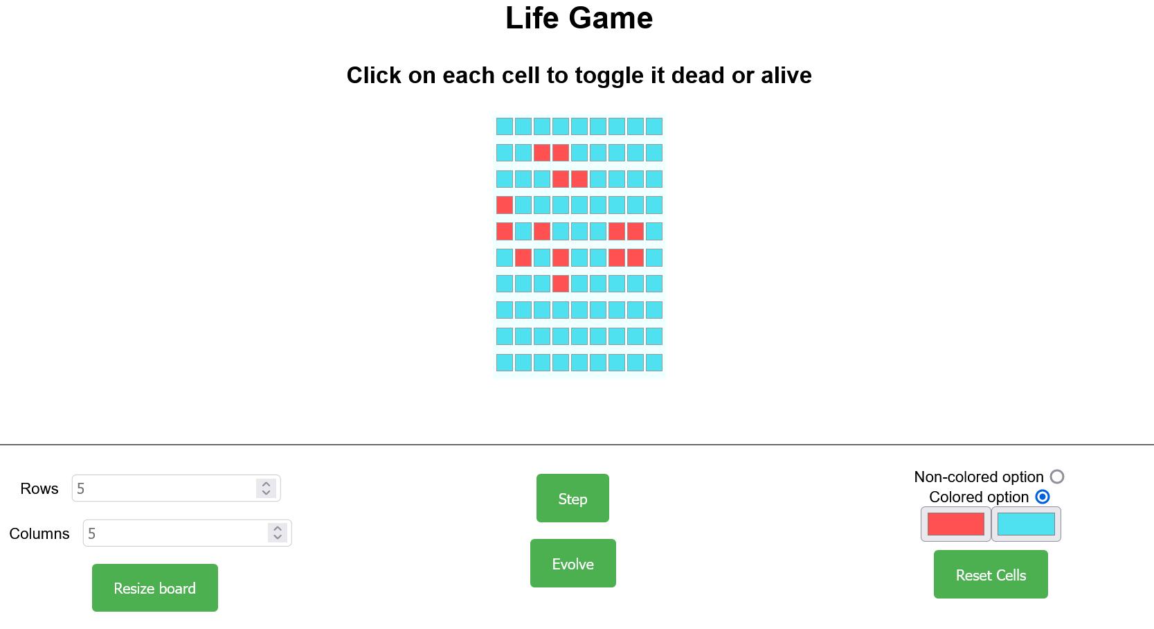 Life Game in React screenshot
