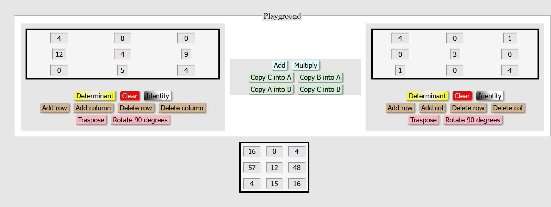 Matrix Calculator screenshot